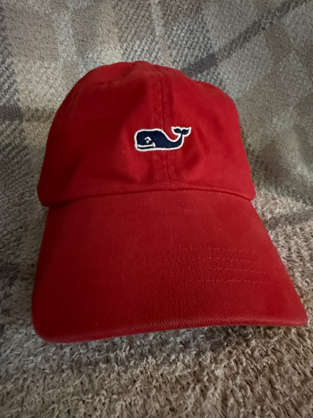 Vineyard Vines Red Cap with Navy Whale Embroidery